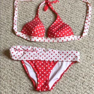 Victoria’s Secret Halter Bikini, Coral polka dot